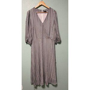 Ann Taylor Women's White and Black‎ Patterned Dress with Tie Size 14